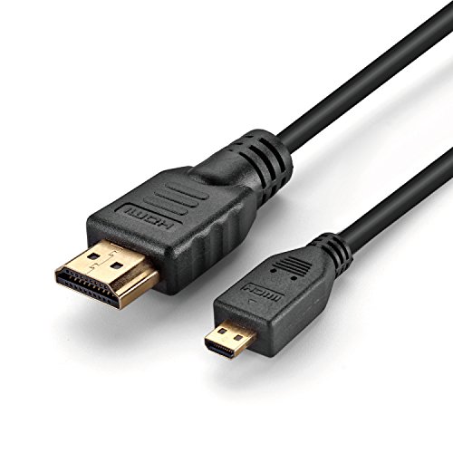 TNP Micro HDMI (tipo D) a HDMI (tipo A) Cable – Cable adaptador conversor de audio y vídeo AV HDMI D A Un conector de alta velocidad compatible con Ethernet 3d y 4 K Resolución Ready