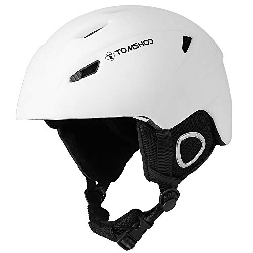 TOMSHOO Casco de esquí, Casco de Seguridad Certificado Esquí Profesional Snowboard Casco de Deportes de Nieve Orejera Desmontable Gafas integradas/Sin Gafas