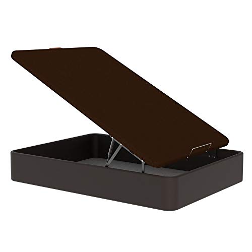 TOPDORMITORIOS - CANAPE Polipiel Eco Gran Capacidad con Subida Gratuita - Polipiel Dark Brown Chocolate, 150 x 190 cm.