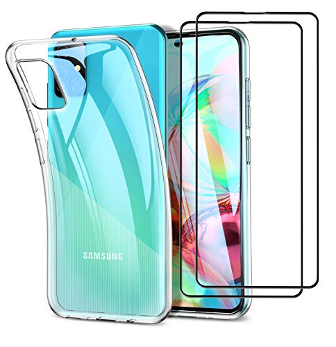 UCMDA Funda para Samsung Galaxy A71 - Protector de Pantalla, Fundas Transparente Silicona TPU Carcasa para Samsung Galaxy A71 con Cristal Templado (Transparente)