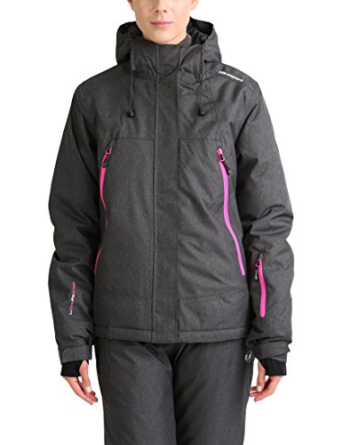 Ultrasport Chaqueta de Esquí para Mujer Mel - Chaqueta Deportiva para Mujer Impermeable y Transpirable con Tela Ultraflow 10.000, Gris Oscuro/pink, M