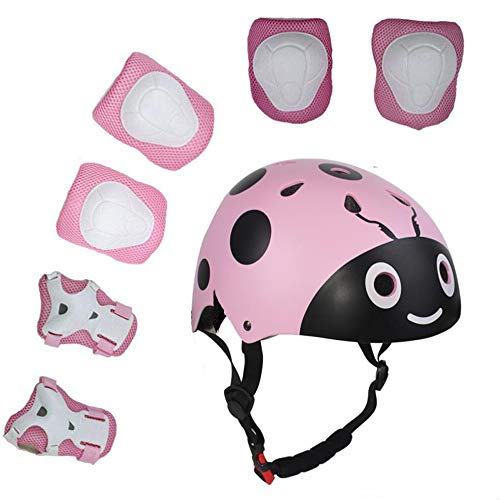 UniqueFit Lucky-M - Juego de 7 Almohadillas Protectoras para Deportes al Aire Libre para niños y niñas (Rodilleras, Coderas y muñequeras) (Rosa Escarabajo) UniqueFit Lucky-M - Juego de 7 Almohadillas Protectoras para Deportes al Aire Libre para niños y niñas (Rodilleras, Coderas y muñequeras) (Rosa Escarabajo)