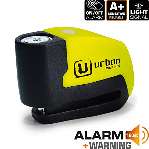 Urban Security UR6 Candado Antirrobo Disco con Alarma+Warning 120dBA, 6 mm, Made In EU, Multicolor, Única