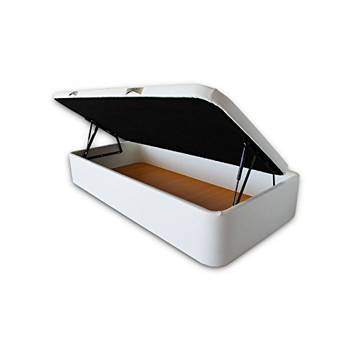 Ventadecolchones - Canapé Abatible Apertura Lateral Serena Gran Capacidad Tapizado en Polipiel Blanco Medidas 90 x 190 cm con Tapa en Tejido 3D con Subida a Domicilio incluida Ventadecolchones - Canapé Abatible Apertura Lateral Serena Gran Capacidad Tapizado en Polipiel Blanco Medidas 90 x 190 cm con Tapa en Tejido 3D con Subida a Domicilio incluida