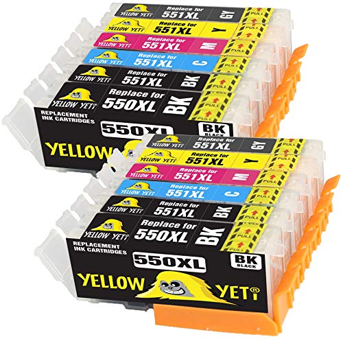 Yellow Yeti Reemplazo para Canon PGI-550XL CLI-551XL Cartuchos de tinta compatibles con Canon Pixma MG6350 MG7150 MG7550 iP8750 MG6340 (2 PG Negro + 2 Negro + 2 Cian + 2 Magenta + 2 Amarillo + 2 Gris)