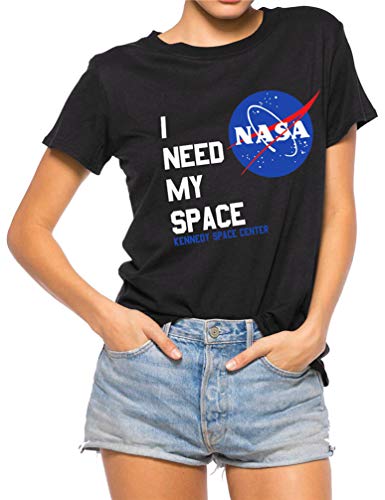YUHX I Need My Space Camiseta Mujer NASA Tops Cuello Redondo de Manga Corta para señoras con Estampado gráfico Camiseta