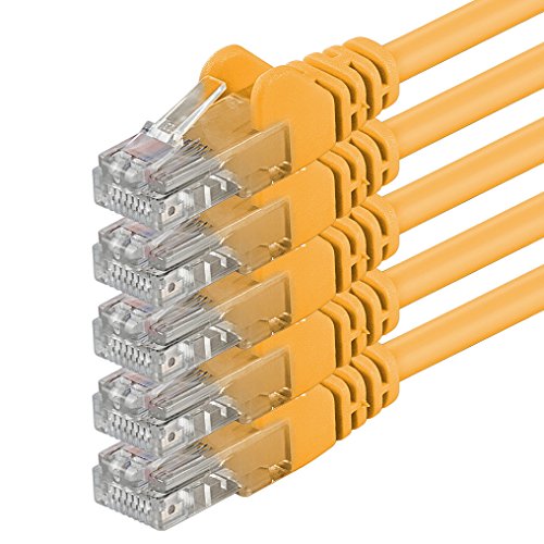 0,25m - Amarillo - 5 Piezas - Cable de Red Ethernet con Conectores RJ45 CAT6 Cat 6 Cat.6 1000 Mbit/s