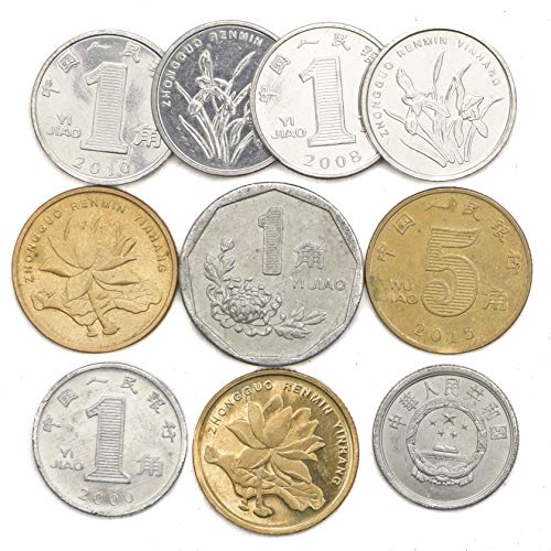 10 Antiguas Monedas de China Oficialmente la República Popular de China (PRC) Asia coleccionables Monedas Chinas Fen, Jiao.