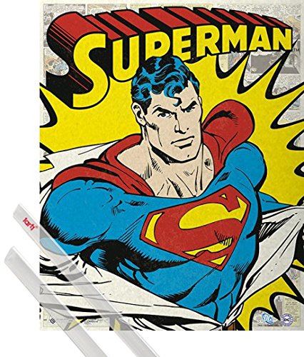 1art1 Superman Póster Mini (50x40 cm) DC Comics Y 1 Lote De 2 Varillas Transparentes