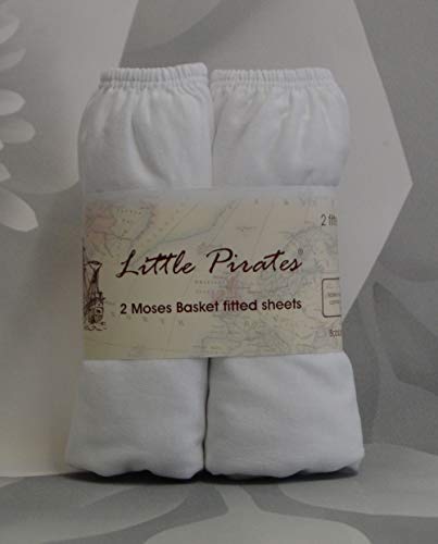 2 x Baby Pram/Crib/ Moses Basket Jersey Fitted Sheet 100% Cotton White 30x75cm