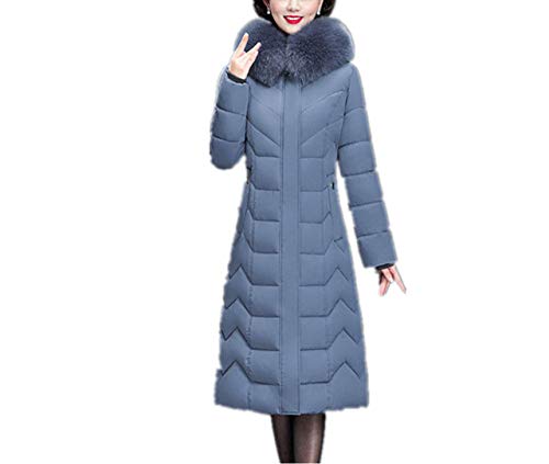 2019 Nueva Chaqueta de plumón para Mujer Abrigo con Capucha de Piel de Invierno Largo Grueso cálido de Gran tamaño Mujer Abrigo abrigado de Talla Grande Parka Ropa Delgada
