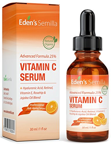 25% Vitamina C Serum 30ml - UNA FORMULA PODEROSA Y AVANZADA – Ácido Hialurónico, Retinol, Vitamina E y Aceite de Rosa Mosqueta y Jojoba. El mejor serum anti-edad para su piel. - Ayuda a las defensas naturales de su piel, repone la humedad perdida y reduce