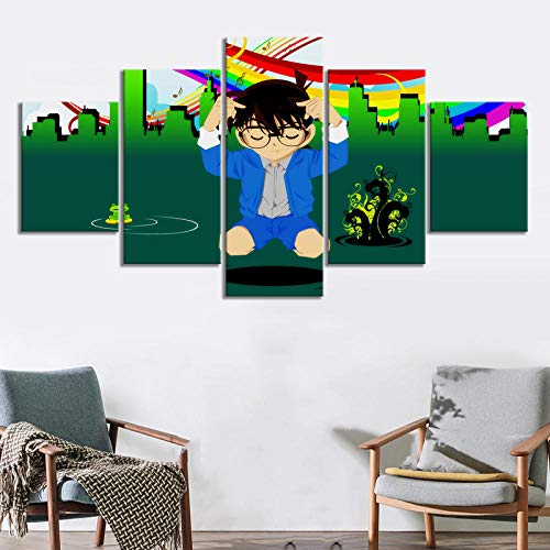 37Tdfc Cuadro Moderno en Lienzo XXL Modelo Pintura Pared Detective Conan Anime 5 Piezas Impresión Material Abstracto Artística Mural Enmarcado Imagen Moderna Ministerio Interior Decoracion