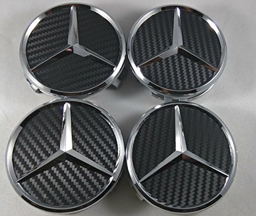4 tapas para llantas de aleación de Mercedes, color negro, tamaño de 75 mm, de eMarkooz
