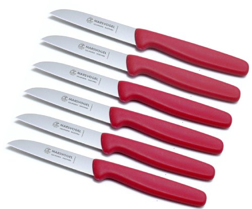 '6 pieza Cuchillo para pelar 3 Hoja recta mango PP plástico Color Rojo Cuchillo de cocina verduras Patatas de cuchillos cuchillo Patatero Mars pájaro Solingen # 18 30 01