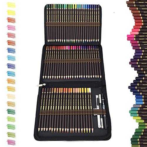 72 Lapices de Colores Profesionales,lapiz para colorear de Dibujo y Bosquejo Material de dibujo Set,Incluye Caja de Cremallera Portátil,Mejores Lápices de colores Conjunto Ideal para Adultos y Niños