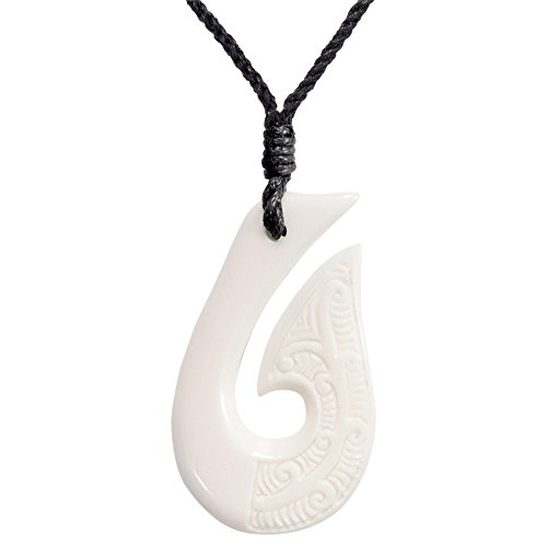 81stgeneration Hueso Tallado A Mano Maorí Hei Matau Gancho Amuleto Collar Colgante de Hombre Mujer