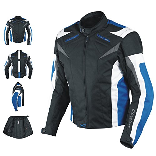 A-pro Chaqueta motocicleta CE, protectores textiles deportivos, forro térmico, azul, L