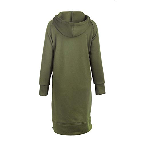 Abrigo Largo De Manga Larga con Capucha para Mujer, Suéter Dividido, Top Artesanal De Otoño con Cuatro Botones del Este Femenino, Verde Militar, XL