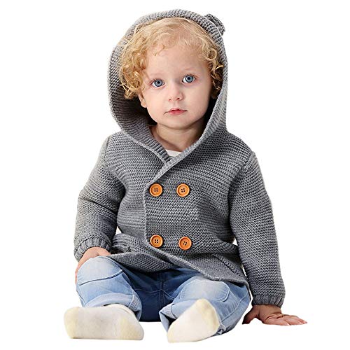 Abrigos bebé, pequeño Recién Nacido Bebé Niñas Niños Color sólido Orejas Tops de Punto con Capucha Ropa de Abrigo cálido Suéter Chaquetas Abrigos bebé, pequeño Recién Nacido Bebé Niñas Niños Color sólido Orejas Tops de Punto con Capucha Ropa de Abrigo cálido Suéter Chaquetas