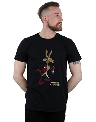 Absolute Cult Looney Tunes Hombre Wile E Coyote Distressed Camiseta Negro X-Large