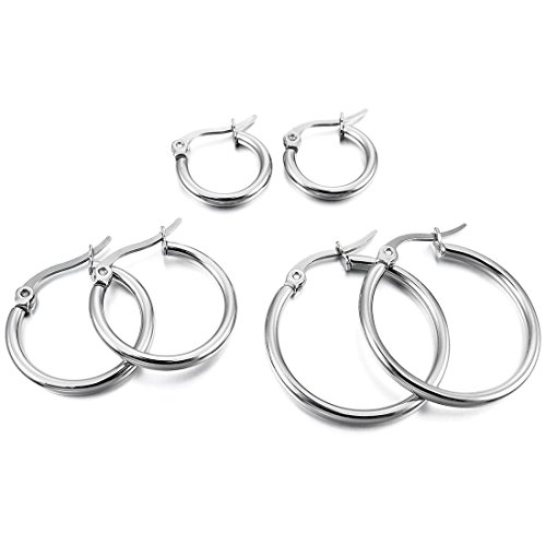 Acero Inoxidable Pendientes Conjunto - SODIAL(R)3 pares 15mm 20mm 25mm Acero Inoxidable Aro Hoop Huggie Pendientes Conjunto Mujer Plata Acero Inoxidable Pendientes Conjunto - SODIAL(R)3 pares 15mm 20mm 25mm Acero Inoxidable Aro Hoop Huggie Pendientes Conjunto Mujer Plata