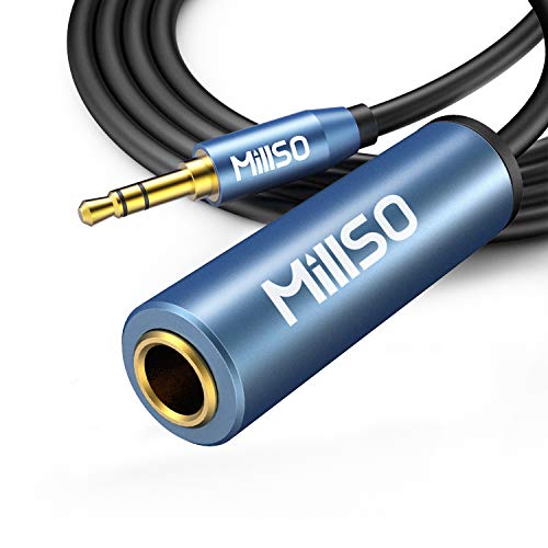 Adaptador de auriculares MillSO de 3,5 a 6,35 Adaptador de cable de enchufe de 6,35 mm a conector TRS de 3,5 mm con contactos dorados y perfectos para instrumentos estéreo de auriculares - 2 m