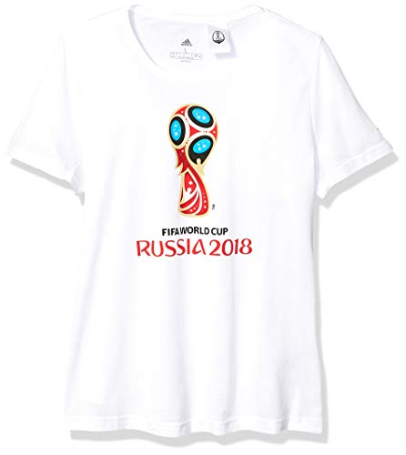 adidas Camiseta Emblema de la Copa Mundial de Fútbol para Hombre, World Cup Soccer, Camiseta de fútbol, Hombre, Color Blanco, tamaño Large