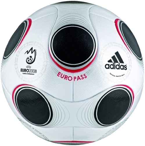 adidas Euro 08 - Balón de fútbol de Europass (Talla 5), Color Blanco, Negro y Cromo