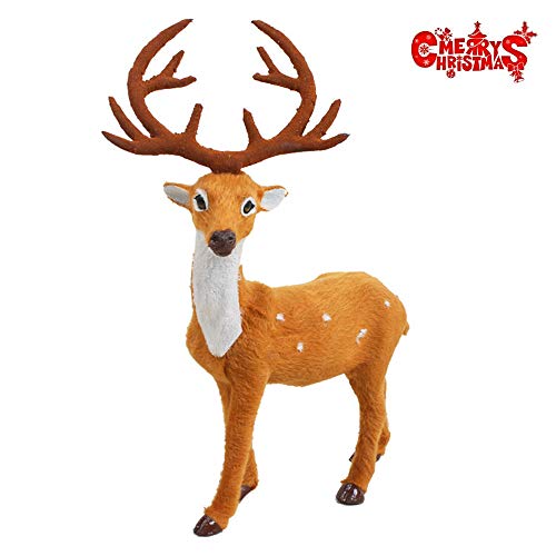 Adorno de juguete de reno de peluche de Navidad, decoración de simulación de alce de ciervo de pie, regalo para niños, 30 cm / 12 pulgadas