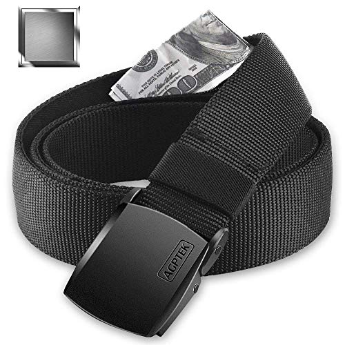 AGPTEK Cinturón de Viaje Antirrobo con Bolsillo Secreto, Hebilla de Metal y Cremallera Interior para Hombre, Negro AGPTEK Cinturón de Viaje Antirrobo con Bolsillo Secreto, Hebilla de Metal y Cremallera Interior para Hombre, Negro