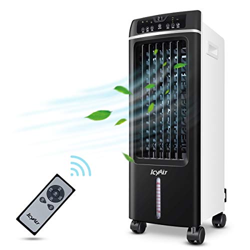Aire Acondicionado, 4 en 1 Móvil Climatizador Evaporativo Ventilador Humidificador Purificador, con Ruedas y Tanque de Agua 5L, Caudal Aire 550m³/h, Temporizador, 3 Velocidades, Mando a Distancia Aire Acondicionado, 4 en 1 Móvil Climatizador Evaporativo Ventilador Humidificador Purificador, con Ruedas y Tanque de Agua 5L, Caudal Aire 550m³/h, Temporizador, 3 Velocidades, Mando a Distancia
