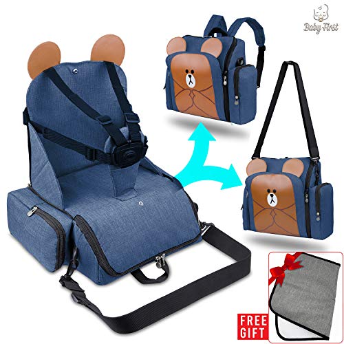 Alzador de Asiento Para Niños PRO 4in1, Thermal Bolsa Silla de Paseo de Bebé-Colchoneta Cambiador Portátil-Mochila Multifunción, Trona Para Bebe Portatil, Tejido Eco-Oxford Waterproof® Impermeable