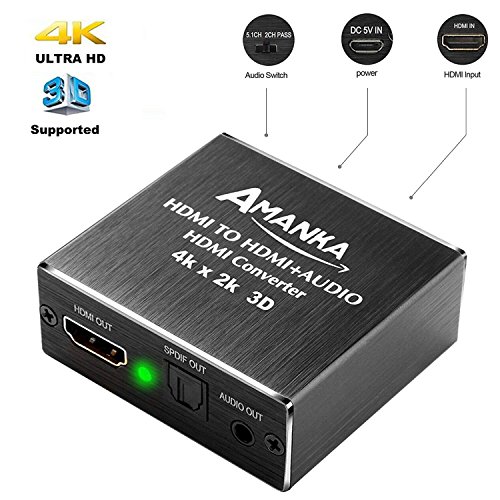 AMANKA HDMI Audio Extractor Ultra HD 4K x 2K HDMI a HDMI SPDIF/Toslink Óptico Salida de Audio de 3,5 mm para PS3 PS4 BLU-Ray DVD Xbox TV AMANKA HDMI Audio Extractor Ultra HD 4K x 2K HDMI a HDMI SPDIF/Toslink Óptico Salida de Audio de 3,5 mm para PS3 PS4 BLU-Ray DVD Xbox TV