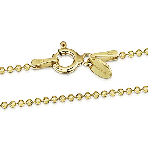 Amberta® Joyería - Collar - Fina Plata De Ley 925-18K Chapado en Oro - Diamante Corte - Cadena de Bola - 1.2 mm - 40 45 50 55 60 70 cm (70cm) Amberta® Joyería - Collar - Fina Plata De Ley 925-18K Chapado en Oro - Diamante Corte - Cadena de Bola - 1.2 mm - 40 45 50 55 60 70 cm (70cm)