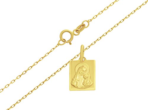 Ancla Cadena Collar con Colgante Virgen María con niño Jesús oro colgante Primera Comunión Bautizo Oro 333 Oro amarillo 8 KT