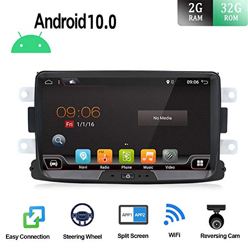 Android 9.0 Autoradio 1 Din Car Stereo Compatible para Renault Duster/Dacia Sandero/Lada Xray 2/Renault Captur/Logan Coche Navegacion GPS | 8 pulgadas 2G+32G Octa Core | LIBRE Cámara trasera & Canbus
