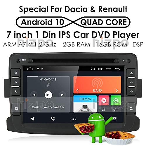 Android 9.0 Quad Core System - Reproductor de DVD para Renault Dokker Dacia Duster Logan Sandero con Autoradio GPS Navegación Radio Estéreo Bluetooth SD USB Espejo Link Pantalla Táctil
