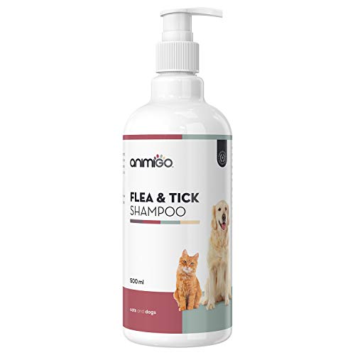 Animigo Champú Antipulgas para Perros y Gatos 500ml - Champú Natural Antiparasitario, para Ácaros, Pulgas y Garrapatas, Ideal para Pelo Seco, Elimina Picazón Mascotas, para Todo Tipo de Razas Animigo Champú Antipulgas para Perros y Gatos 500ml - Champú Natural Antiparasitario, para Ácaros, Pulgas y Garrapatas, Ideal para Pelo Seco, Elimina Picazón Mascotas, para Todo Tipo de Razas