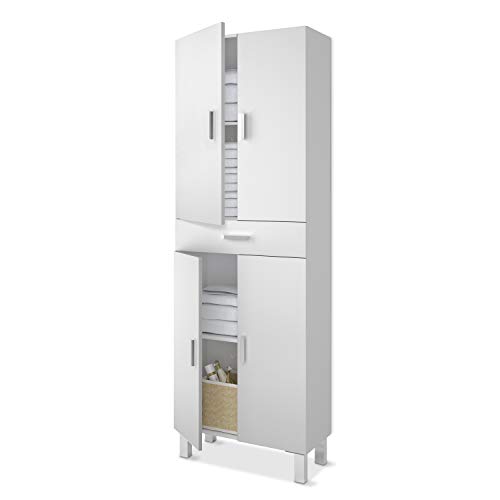 ARKITMOBEL 305280BO – Columna de baño, mueble auxiliar Aruba acabado en Blanco Brillo, medidas: 60 cm (ancho) x 182 cm (alto) x 29 cm (fondo).