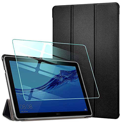 AROYI Funda para Huawei MediaPad T5 10 + Protector Pantalla, Carcasa Silicona TPU Smart Cover Case con Soporte Función para Huawei MediaPad T5 10 10,1 2018 - Negro AROYI Funda para Huawei MediaPad T5 10 + Protector Pantalla, Carcasa Silicona TPU Smart Cover Case con Soporte Función para Huawei MediaPad T5 10 10,1 2018 - Negro