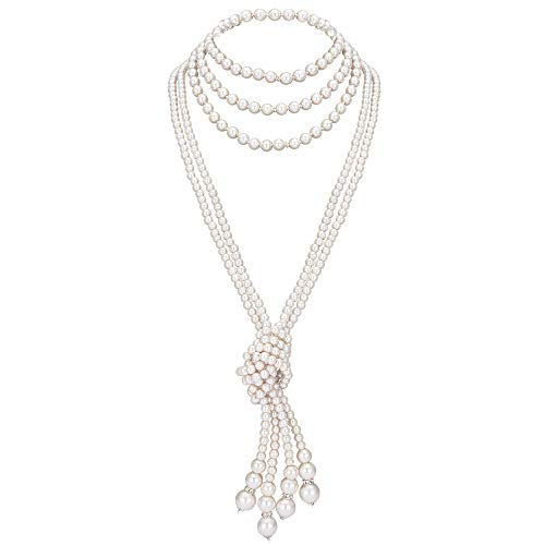 ArtiDeco Gatsby Collar de Perlas Largo con Nudo Vintage 1920 Flapper Accesorios Perlas de Imitación Collar de Perlas con Nudo 49” 59” ArtiDeco Gatsby Collar de Perlas Largo con Nudo Vintage 1920 Flapper Accesorios Perlas de Imitación Collar de Perlas con Nudo 49” 59”