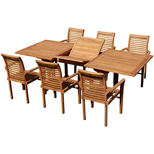 ASS Tobago - Conjunto de mesa y sillas de jardín (mesa extensible 180-240 cm x 100 cm, con 6 sillones Alpes)