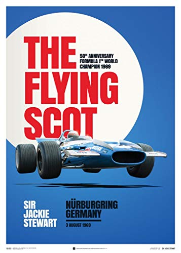 Automobilist Store Matra MS80 - Sir Jackie Stewart - The Flying Scot - GP de Nürburgring - 1969 - Póster de diseño único - Tamaño de póster estándar 50 x 70 cm