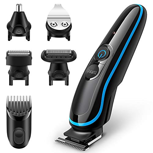 Babacom Maquina Cortar Pelo Profesional, 5 en 1 Multifuncional Cortapelos Hombre, USB Recargable Reforzar Poder Maquinilla Cortar Pelo para Cabello/Barba/Nariz/Orejas/Corporal con Peines de Guía