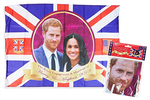 Bandera conmemorativa de boda real con bandera del Príncipe Harry Meghan de 76,2 cm de la bandera del Rayón de Royal Wedding Souvenirs