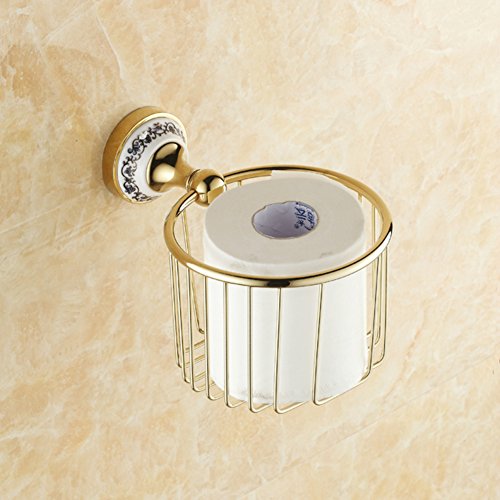 Baño oro europeo Portarollos/soporte del papel higiénico/Cesta de papel de seda/European-style baño estantes/Portarrollos bandeja-C