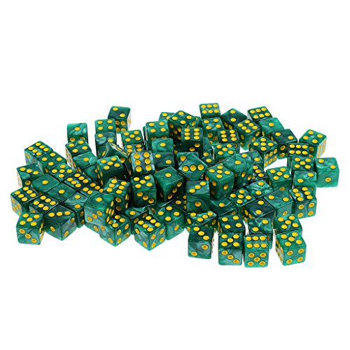 Baoblaze D6 Dados 6 Caras Puntos D6 de Acrílico 14mm (100 Pedazos) - Verde