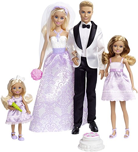 Barbie Conjunto de Boda con muñecos novios, Stacie, Chelsea y accesorios (Mattel DRJ88) , color/modelo surtido Barbie Conjunto de Boda con muñecos novios, Stacie, Chelsea y accesorios (Mattel DRJ88) , color/modelo surtido