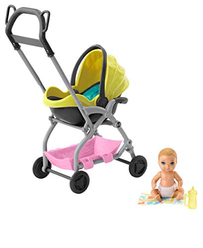 Barbie Skipper Muñeca Pequeña Bebé con Carrito Muñeca y Conjunto de Juego Skipper Canguro de Bebés de Barbie (Mattel GFC18) , color/modelo surtido Barbie Skipper Muñeca Pequeña Bebé con Carrito Muñeca y Conjunto de Juego Skipper Canguro de Bebés de Barbie (Mattel GFC18) , color/modelo surtido